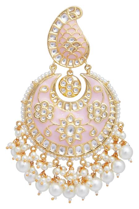 Just Shradhas Gold Plated Polki Stones Chandbalis Online at Aza Fashions Just Shradhas_Gold Plated Polki Stones Chandbalis_Online_at_Aza_Fashions