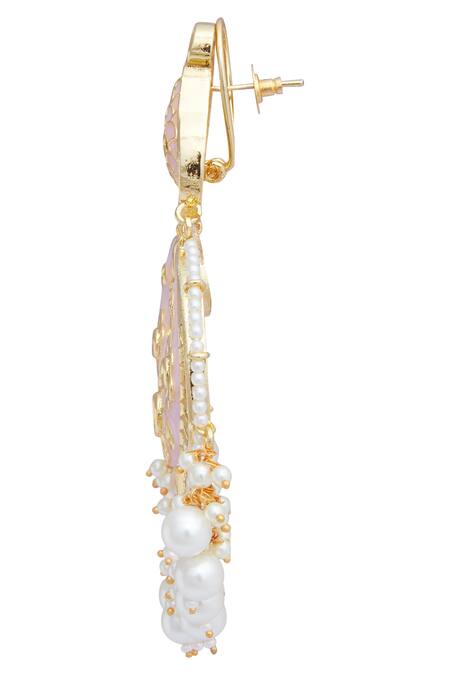 Just Shradhas Gold Plated Polki Stones Chandbalis at Aza Fashions Just Shradhas_Gold Plated Polki Stones Chandbalis_at_Aza_Fashions