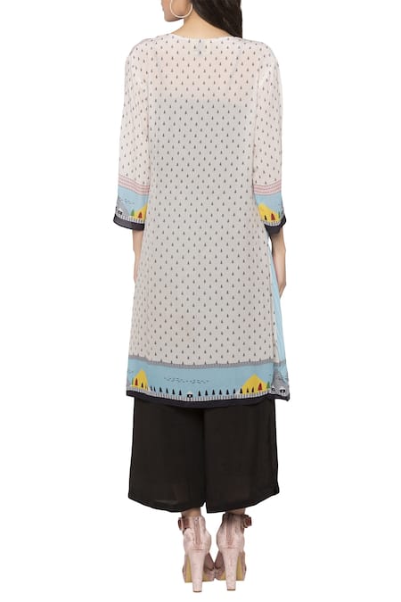 Shop So Us By Sougatpaul Black Crepe, Cotton Silk Square Neck Jumpsuit With Printed Jacket at Aza Fashions Shop_So Us By Sougatpaul_Black Crepe, Cotton Silk Square Neck Jumpsuit With Printed Jacket _at_Aza_Fashions