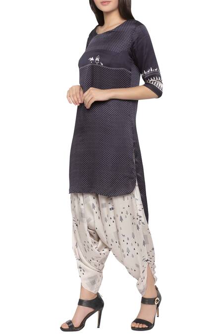 Buy So Us By Sougatpaul Grey Modal Satin Round Printed Kurta And Dhoti Pant Set Online at Aza Fashions Buy_So Us By Sougatpaul_Grey Modal Satin Round Printed Kurta And Dhoti Pant Set _Online_at_Aza_Fashions
