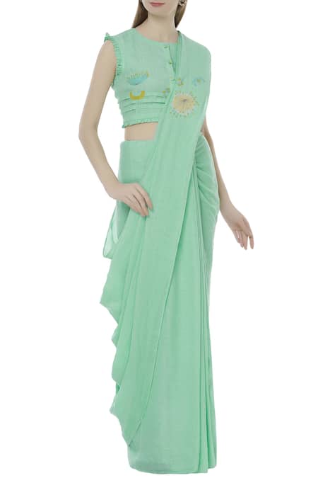 Shagun Manchanda Linen Embroidered Saree 