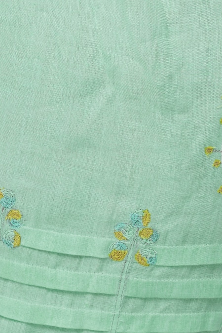 Buy Shagun Manchanda Green Linen Round Embroidered Blouse Online at Aza Fashions Buy_Shagun Manchanda_Green Linen Round Embroidered Blouse _Online_at_Aza_Fashions