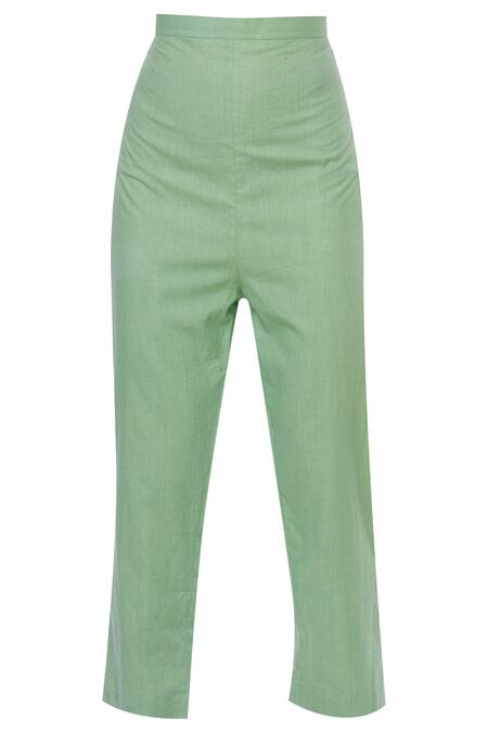 Shop_Sagaa By Vanita_Green Cotton V Neck Kurta Set _Online_at_Aza_Fashions