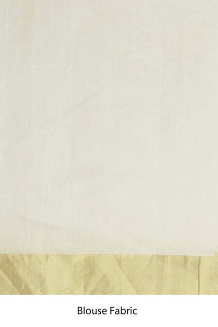 Shop_Anka_Cream Cotton Saree With Running Blouse_Online_at_Aza_Fashions