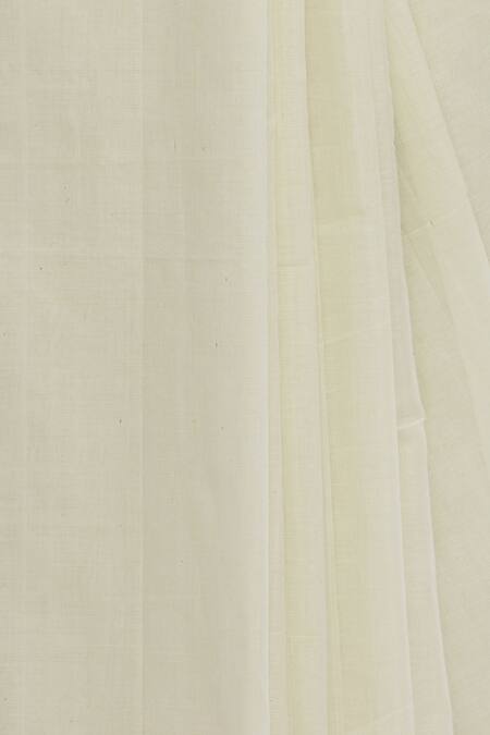 Anka_Cream Cotton Saree With Running Blouse_at_Aza_Fashions