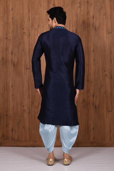 Shop_Arihant Rai Sinha_Blue Silk Woven Panelled Kurta Set _at_Aza_Fashions