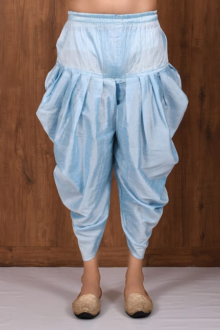 Arihant Rai Sinha_Blue Silk Woven Panelled Kurta Set _at_Aza_Fashions