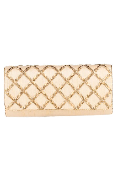 Lovetobag Peach Embellished Flap Clutch