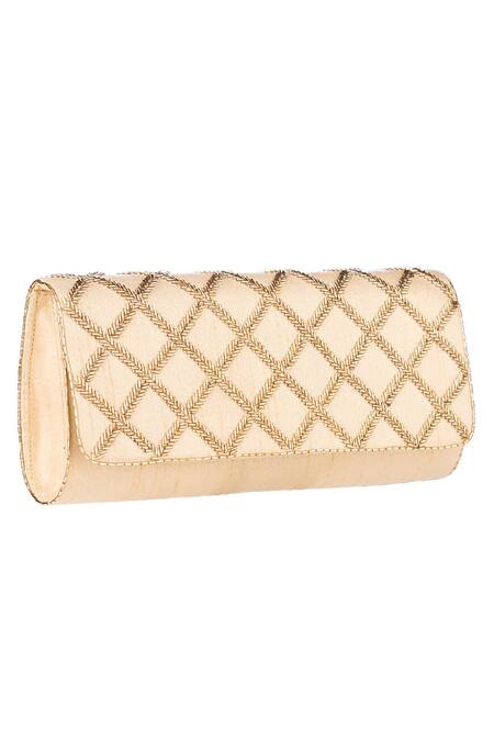 Shop Lovetobag Peach Embellished Flap Clutch at Aza Fashions Shop_Lovetobag_Peach Embellished Flap Clutch_at_Aza_Fashions