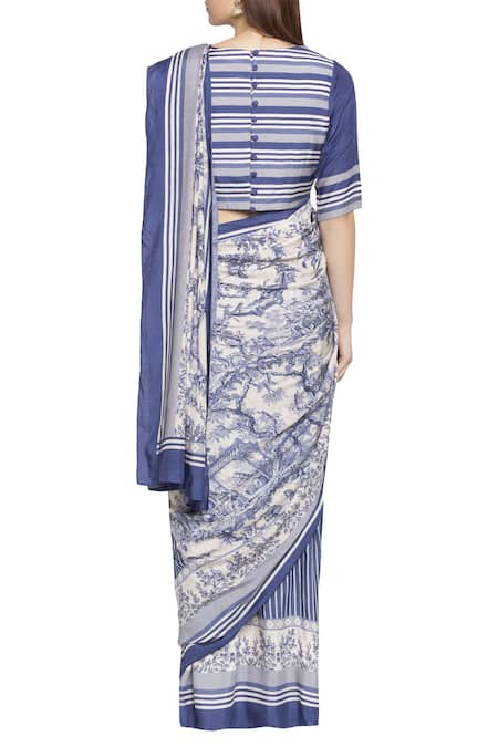 So Us By Sougatpaul Printed Pre-Stitched Saree With Blouse 