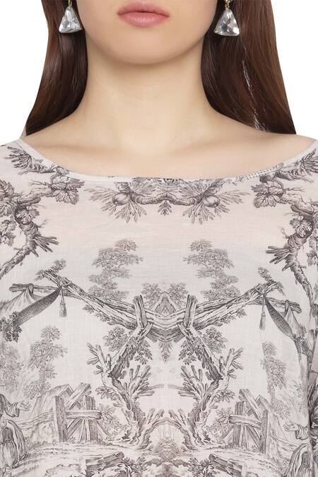 Shop So Us By Sougatpaul Black Round Neck Printed Kurta Palazzo Set Online at Aza Fashions Shop_So Us By Sougatpaul_Black Round Neck Printed Kurta Palazzo Set _Online_at_Aza_Fashions