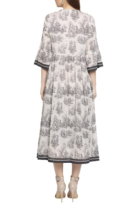 Shop So Us By Sougatpaul Black Muslin Slub Jacket Round Neckline Printed Tunic And Set at Aza Fashions Shop_So Us By Sougatpaul_Black Muslin Slub Jacket Round Neckline Printed Tunic And Set _at_Aza_Fashions