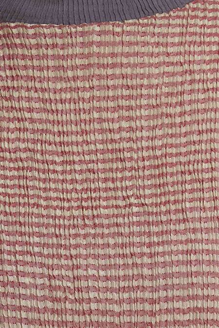 Akaaro_Red Kinji Cotton Silk Round Neck Handwoven Striped Top  _at_Aza_Fashions