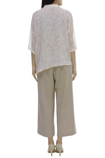 Shop Nautanky Beige Textured Shirt Pant Set at Aza Fashions Shop_Nautanky_Beige Textured Shirt Pant Set_at_Aza_Fashions