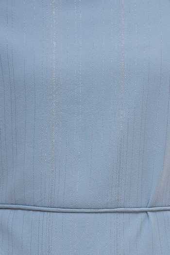 Nautanky_Blue Striped A-line Dress_at_Aza_Fashions