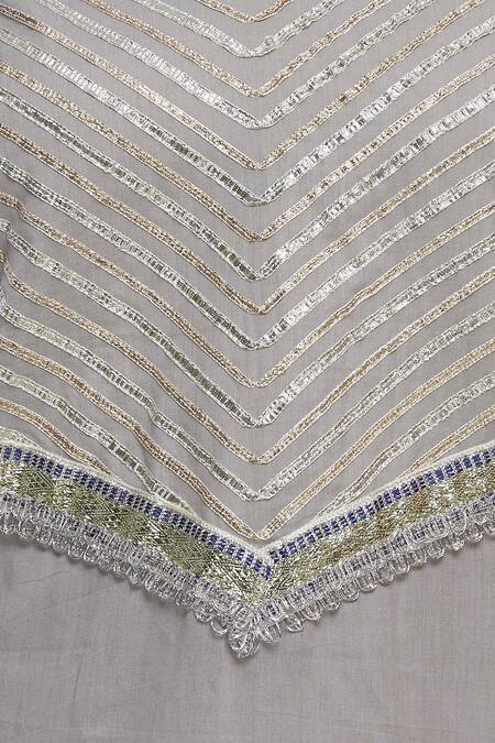 Tokree_Grey Cotton Mulmul Straight Kurta Set_at_Aza_Fashions