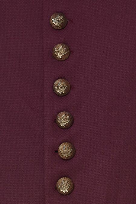 Shop_MR Grey_Maroon Suiting Bandhgala Jacket_Online_at_Aza_Fashions