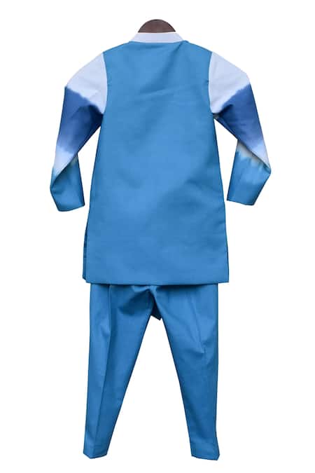 Buy Fayon Kids Blue Cotton Overlap Achkan And Pant Set Online at Aza Fashions Buy_Fayon Kids_Blue Cotton Overlap Achkan And Pant Set _Online_at_Aza_Fashions
