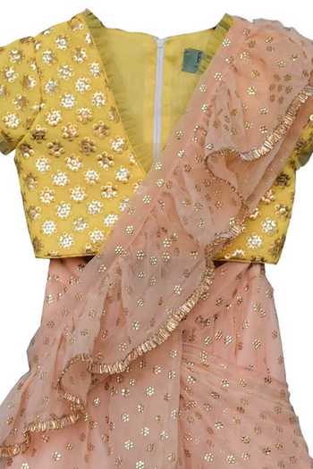 Buy_FAYON KIDS_Yellow Chiffon, Georgette Embroidered Lehenga Set_Online_at_Aza_Fashions