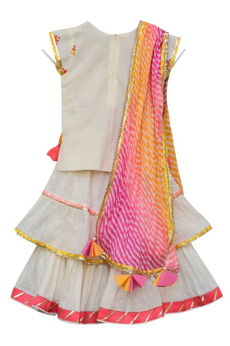 Buy Fayon Kids Off White Cotton, Chiffon Embroidery, Tassels Kurta Sharara Set Online at Aza Fashions Buy_Fayon Kids_Off White Cotton, Chiffon Embroidery, Tassels Kurta Sharara Set _Online_at_Aza_Fashions