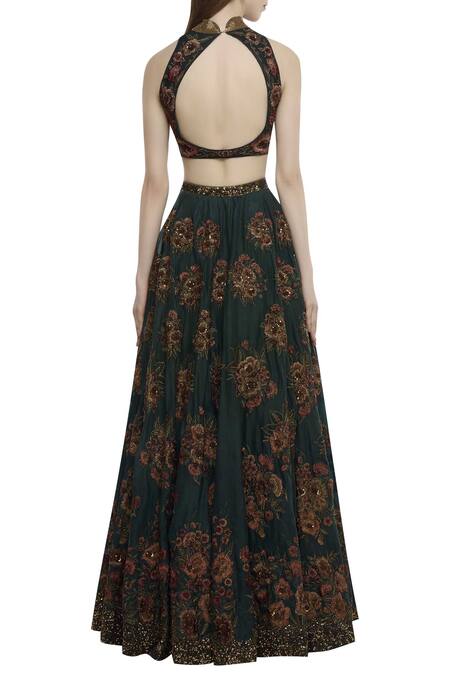 Shop Nakul Sen Green Organza Embroidered Lehenga Set at Aza Fashions Shop_Nakul Sen_Green Organza Embroidered Lehenga Set_at_Aza_Fashions