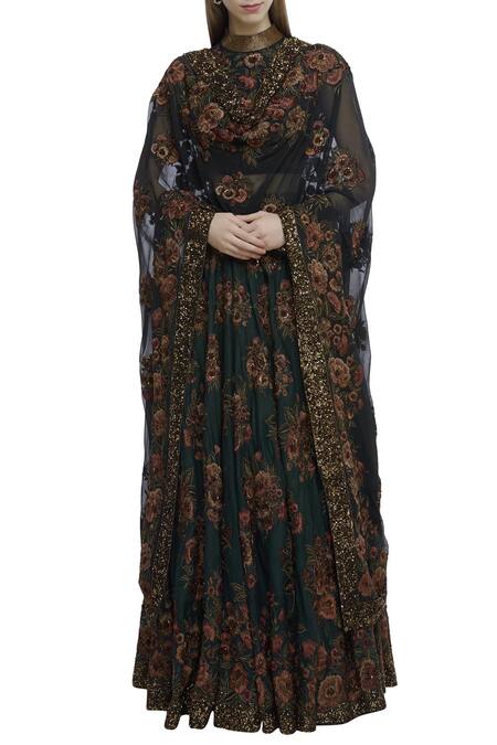 Nakul Sen Green Organza Embroidered Lehenga Set Online at Aza Fashions Nakul Sen_Green Organza Embroidered Lehenga Set_Online_at_Aza_Fashions