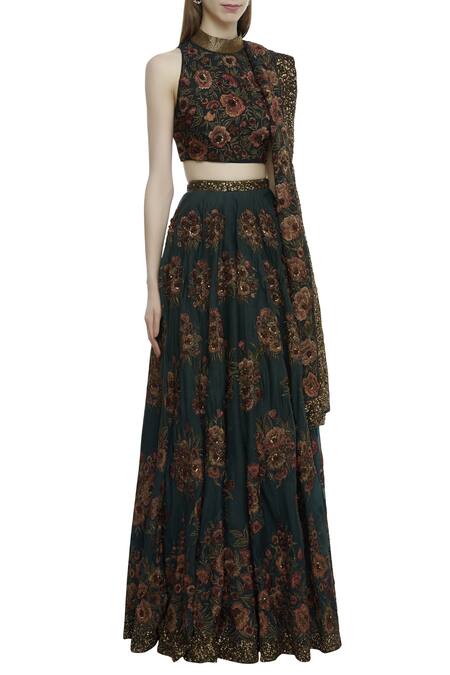 Buy Nakul Sen Green Organza Embroidered Lehenga Set Online at Aza Fashions Buy_Nakul Sen_Green Organza Embroidered Lehenga Set_Online_at_Aza_Fashions