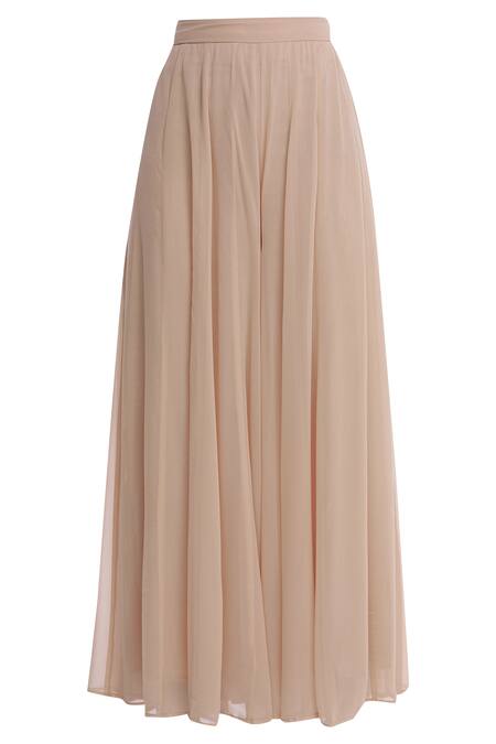 Shop_Esha Koul_Peach Organza, Georgette Split Embroidered Kurta Set _Online_at_Aza_Fashions