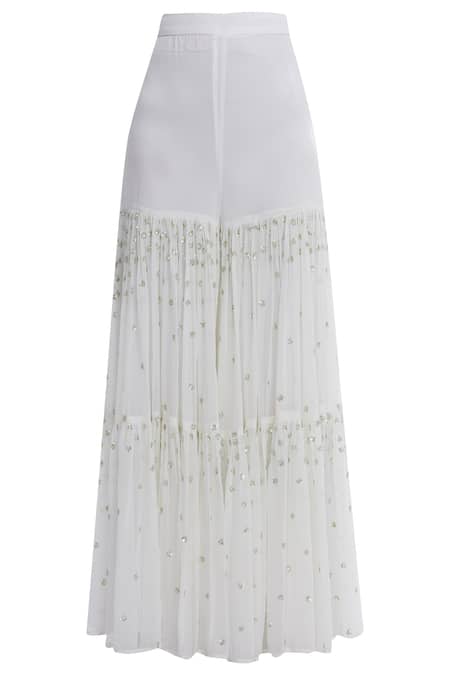 Shop_Esha Koul_White Keyhole Embroidered Kurta Sharara Set_Online_at_Aza_Fashions