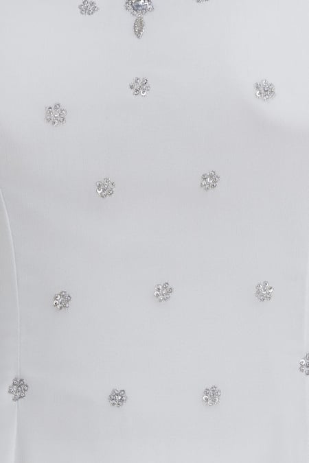 Esha Koul_White Keyhole Embroidered Kurta Sharara Set_at_Aza_Fashions