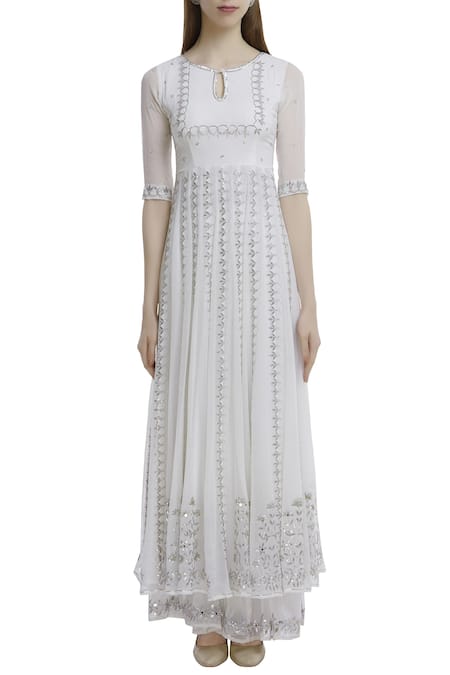 Buy Esha Koul White Organza, Georgette Keyhole Embroidered Anarkali Set Online at Aza Fashions Buy_Esha Koul_White Organza, Georgette Keyhole Embroidered Anarkali Set _Online_at_Aza_Fashions