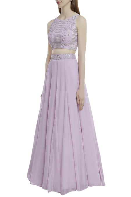 Esha Koul Purple Georgette Round Embellished Lehenga Set Online at Aza Fashions Esha Koul_Purple Georgette Round Embellished Lehenga Set _Online_at_Aza_Fashions
