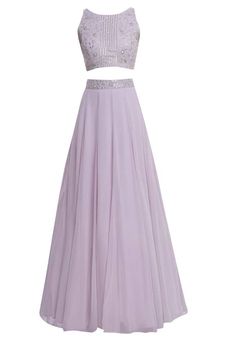 Shop Esha Koul Purple Georgette Round Embellished Lehenga Set Online at Aza Fashions Shop_Esha Koul_Purple Georgette Round Embellished Lehenga Set _Online_at_Aza_Fashions