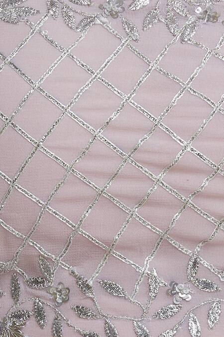 Esha Koul_Pink Organza, Georgette Sweetheart Neck Embroidered Lehenga Set _at_Aza_Fashions