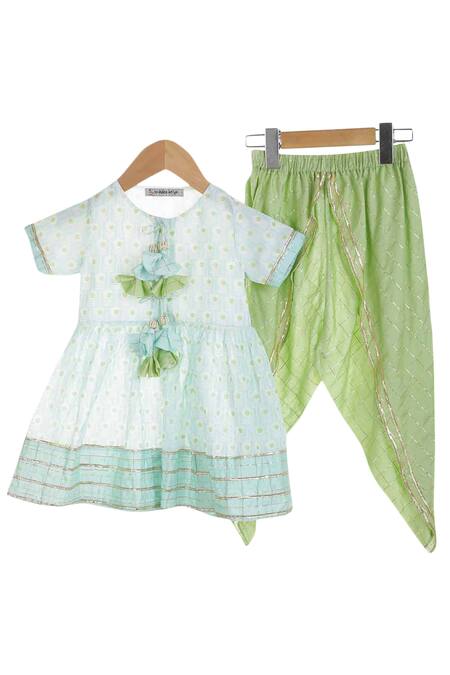 MI Dulce AN'YA_Blue Handwoven Chanderi Printed Kurta Set _Online_at_Aza_Fashions