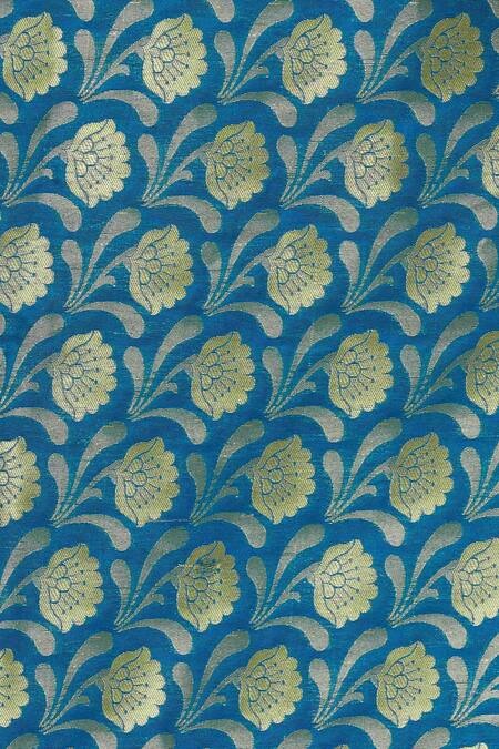 Shop_Samyukta Singhania_Blue Raw Silk Banarasi Dupatta_Online_at_Aza_Fashions