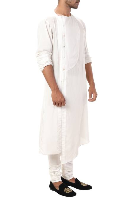 Smriti By Anju Agarwal_White Asymmetric Kurta Set_Online_at_Aza_Fashions