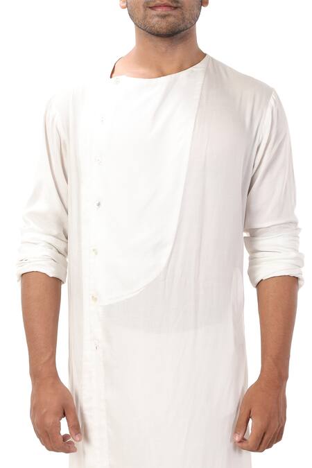 Buy_Smriti By Anju Agarwal_White Asymmetric Kurta Set_Online_at_Aza_Fashions