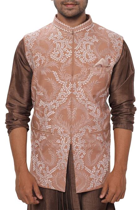 Buy Smriti By Anju Agarwal Brown Cotton , Bamber Embroidered Bundi Kurta Set Online at Aza Fashions Buy_Smriti By Anju Agarwal_Brown Cotton , Bamber Embroidered Bundi Kurta Set_Online_at_Aza_Fashions