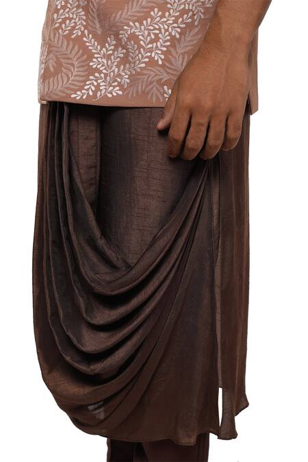 Shop Smriti By Anju Agarwal Brown Cotton , Bamber Embroidered Bundi Kurta Set Online at Aza Fashions Shop_Smriti By Anju Agarwal_Brown Cotton , Bamber Embroidered Bundi Kurta Set_Online_at_Aza_Fashions