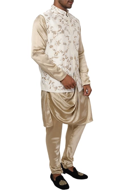 Smriti By Anju Agarwal_Gold , Cotton Bundi Kurta Set_Online_at_Aza_Fashions