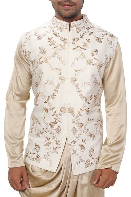 Buy_Smriti By Anju Agarwal_Gold , Cotton Bundi Kurta Set_Online_at_Aza_Fashions