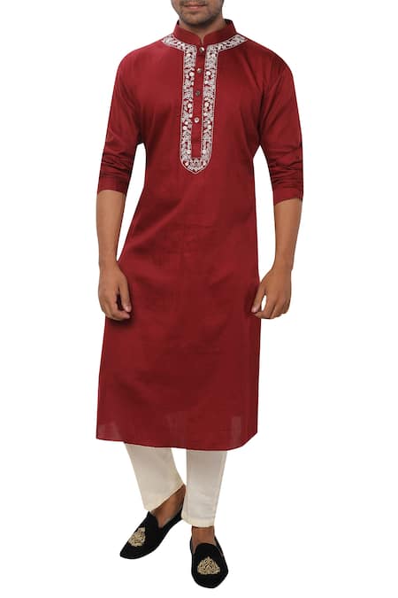 Smriti by Anju Agarwal Cotton Silk Kurta Set 