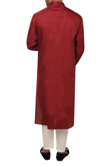 Shop Smriti By Anju Agarwal Maroon Cotton Silk Kurta Set at Aza Fashions Shop_Smriti By Anju Agarwal_Maroon Cotton Silk Kurta Set _at_Aza_Fashions