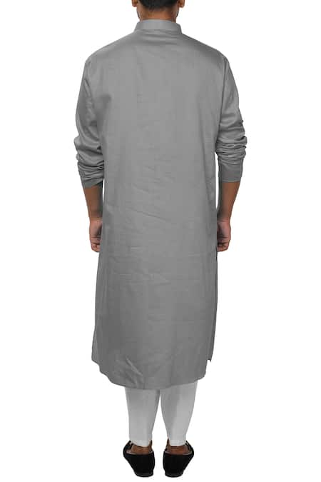 Shop Smriti By Anju Agarwal Grey Cotton Silk Embroidered Kurta Set at Aza Fashions Shop_Smriti By Anju Agarwal_Grey Cotton Silk Embroidered Kurta Set _at_Aza_Fashions