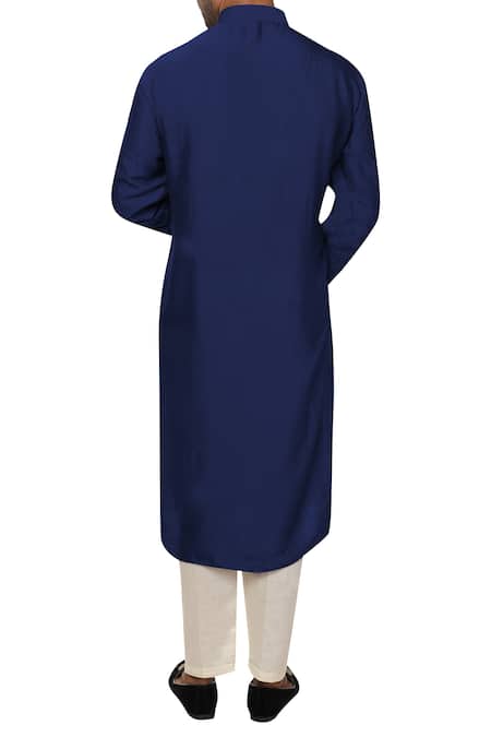 Shop Smriti By Anju Agarwal Blue Cotton Silk Kurta Set at Aza Fashions Shop_Smriti By Anju Agarwal_Blue Cotton Silk Kurta Set _at_Aza_Fashions