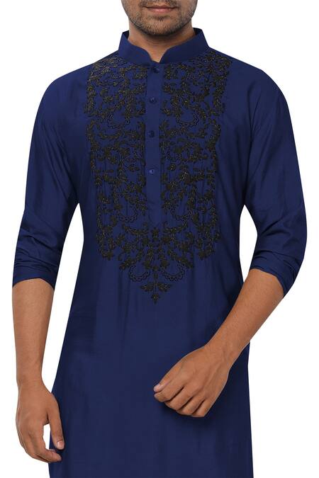 Buy Smriti By Anju Agarwal Blue Cotton Silk Kurta Set Online at Aza Fashions Buy_Smriti By Anju Agarwal_Blue Cotton Silk Kurta Set _Online_at_Aza_Fashions