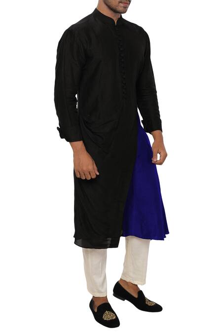 Smriti By Anju Agarwal_Black Cotton , Bamber Layered Kurta Set_Online_at_Aza_Fashions