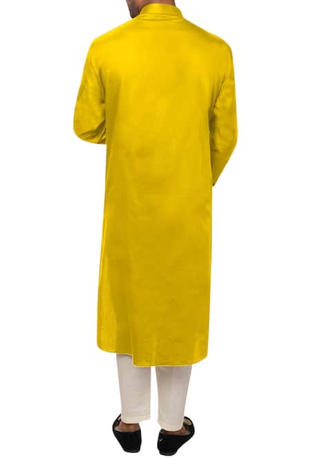 Shop Smriti By Anju Agarwal Yellow Cotton Silk Kurta Set at Aza Fashions Shop_Smriti By Anju Agarwal_Yellow Cotton Silk Kurta Set _at_Aza_Fashions