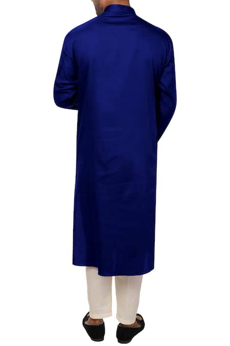 Shop Smriti By Anju Agarwal Blue Cotton Silk Kurta Set at Aza Fashions Shop_Smriti By Anju Agarwal_Blue Cotton Silk Kurta Set _at_Aza_Fashions